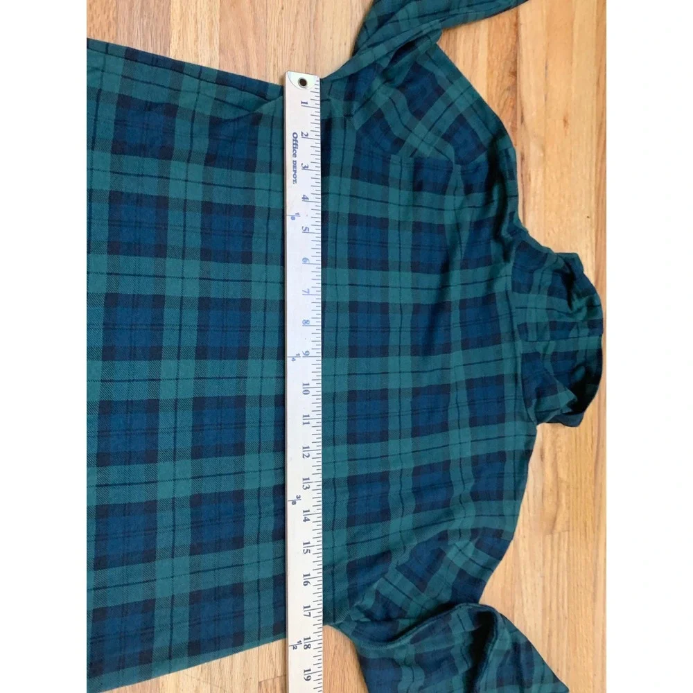 J.Crew Women's Green Navy Black Watch Plaid Cotton Turtleneck Top Size M
